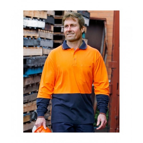 Hi-Vis Cotton Two Tone L/S/Safety Polo