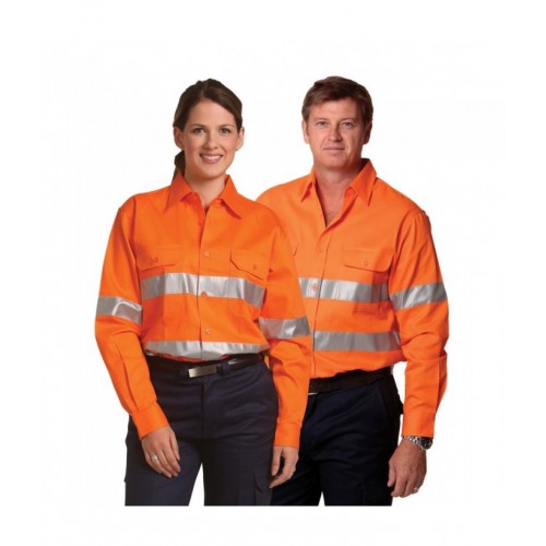 Men's Hi-Vis L/S DrilL/Shirt With 3M Tapes