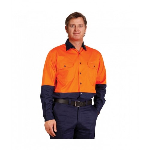 Hi-Vis Two Tone Cool-Breeze L/S Cotton Work Shirt