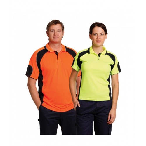 Men's Hi-Vis Cooldry Contrast Polo With Sleeve Panels